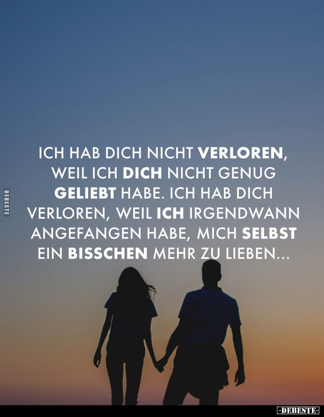 Ich hab dich nicht verloren, weil ich dich nicht genug geliebt habe. Ich hab dich verloren, weil ich irgendwann angefangen ha...