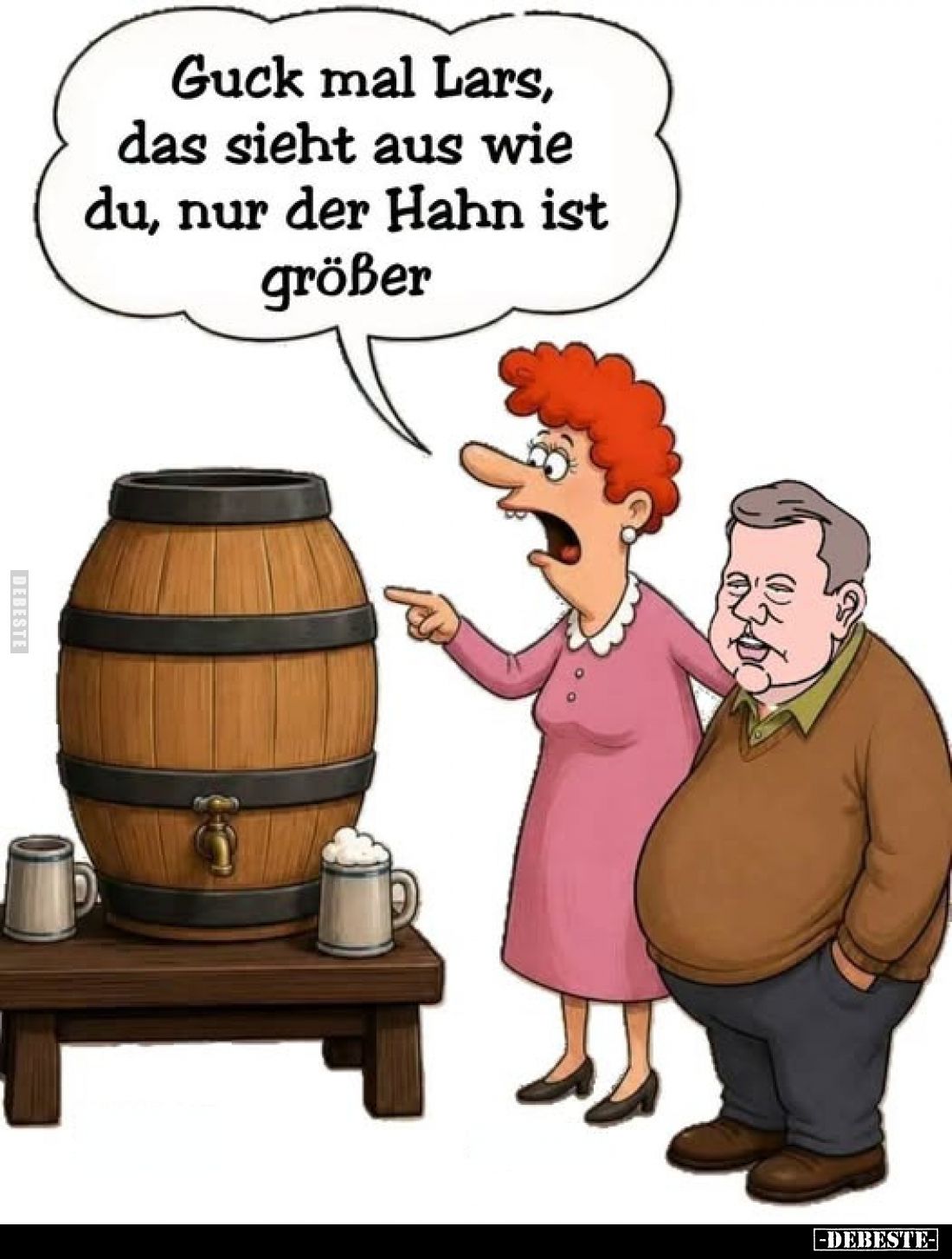 Guck mal Lars, das sieht aus wie du, nur der Hahn ist größer