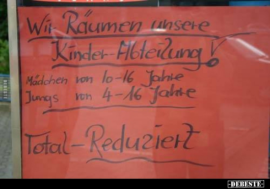 Wie Räumen unsere Kinder-Abteilung! Mädchen von 10-16..