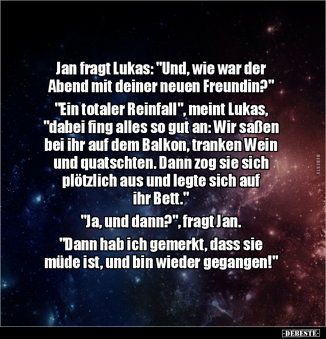 Jan fragt Lukas: "Und, wie war der Abend mit deiner neuen.." - Lustige Bilder | DEBESTE.de