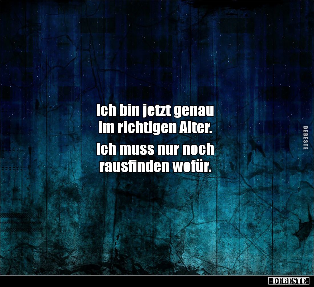 Ich bin jetzt genau 
im richtigen Alter. 

Ich muss nur noch 
rausfinden wofür.