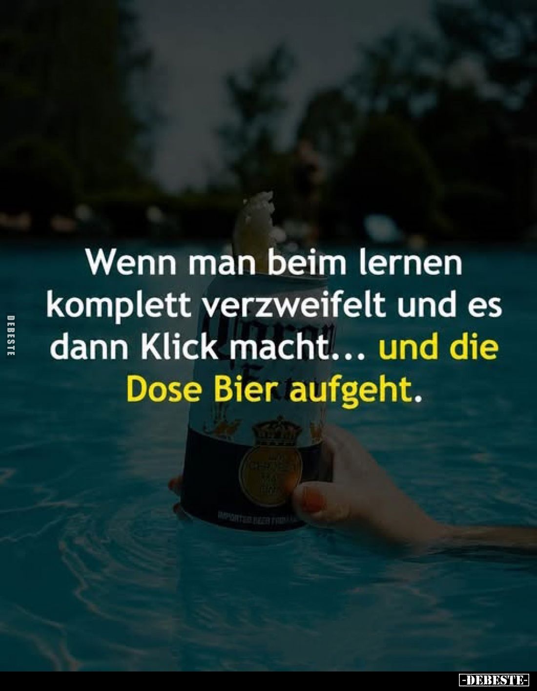 Wenn man beim lernen komplett verzweifelt und es dann Klick macht...
und die Dose Bier aufgeht.