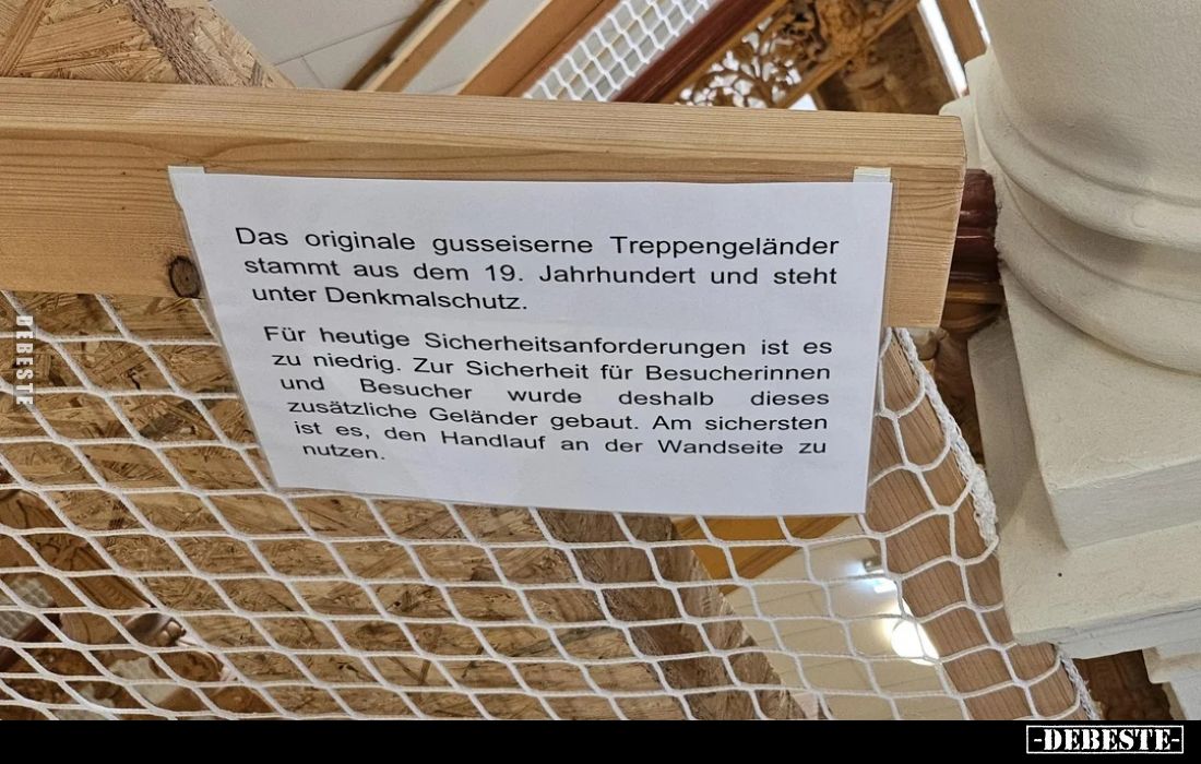 Das originale gusseiserne Treppengeländer stammt aus dem 19. Jahrhundert und steht unter Denkmalschutz.
Für heutige Sicherhe...