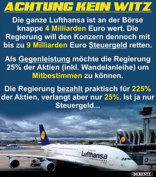 Die Ganze Lufthansa Ist An Der Borse Knappe 4 Milliarden Lustige Bilder Spruche Witze Echt Lustig