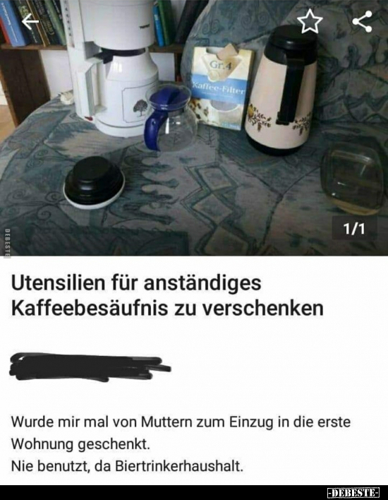 Utensilien für anständiges Kaffeebesäufnis zu..