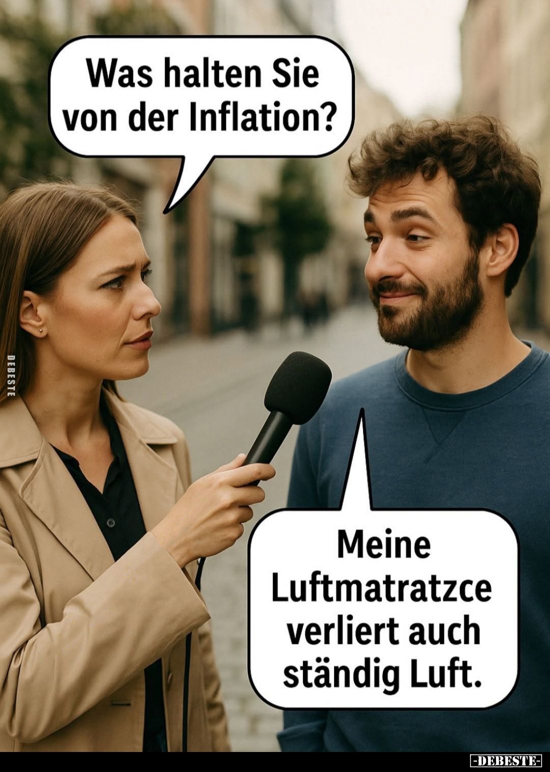 Was halten Sie von der Inflation?
-
Meine Luftmatratzce verliert auch ständig Luft.