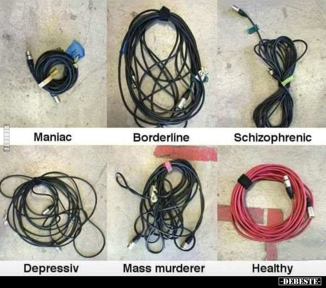 Maniac -
Borderline -
Schizophrenic -
Depressiv -
Mass murderer -
Healthy