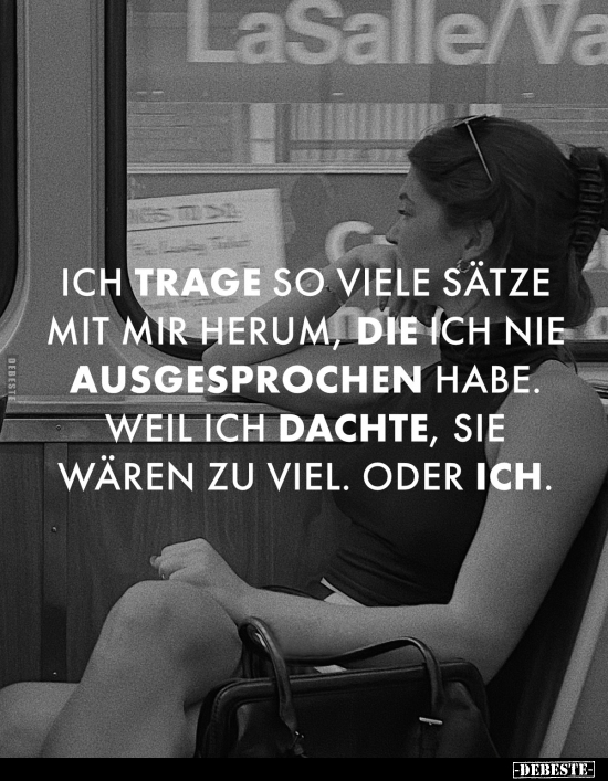 Ich trage so viele Sätze mit mir herum, die ich nie ausgesprochen habe. Weil ich dachte, sie wären zu viel. Oder ich.