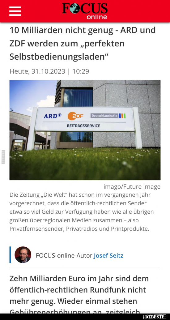 10 Milliarden nicht genug - ARD und ZDF werden zum.. - Lustige Bilder | DEBESTE.de