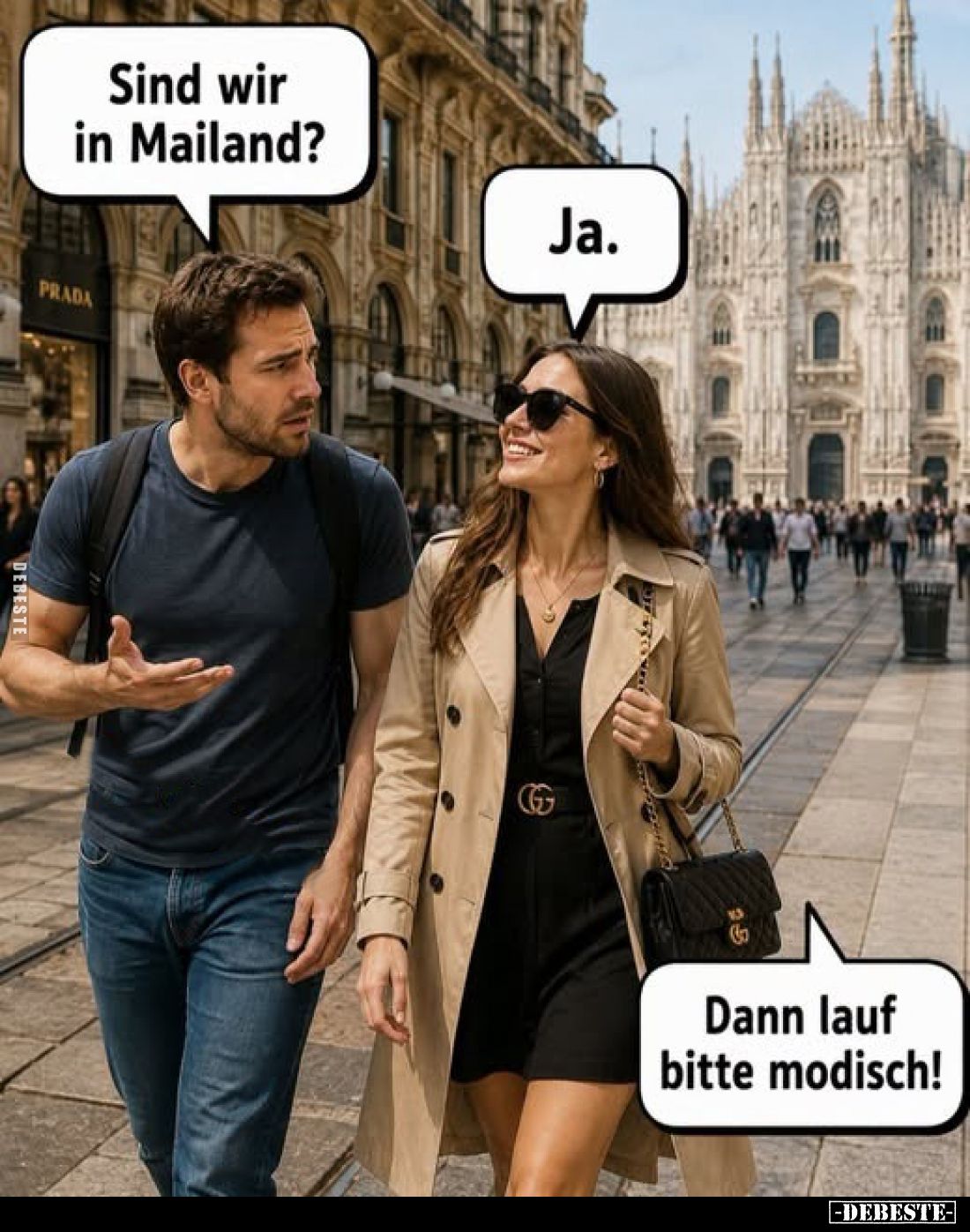 Sind wir in Mailand?
-
Ja.
-
Dann lauf bitte modisch!