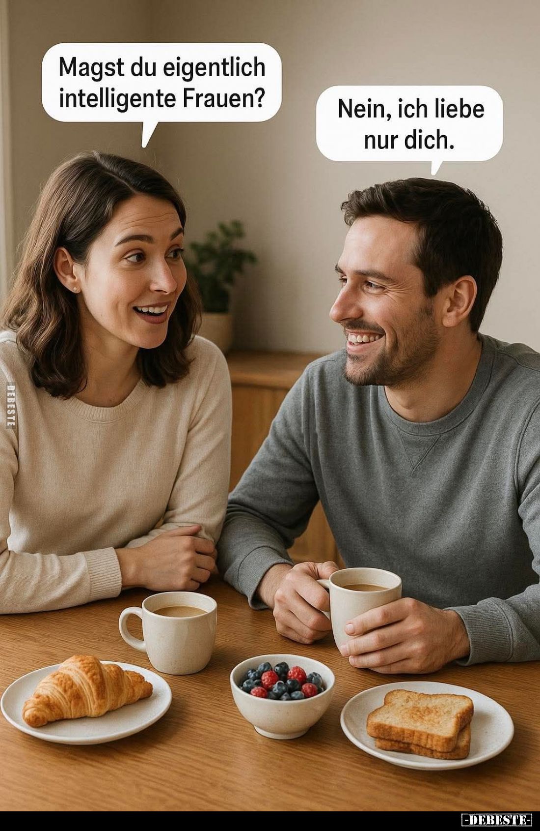 Magst du eigentlich intelligente Frauen? -
Nein, ich liebe nur dich.