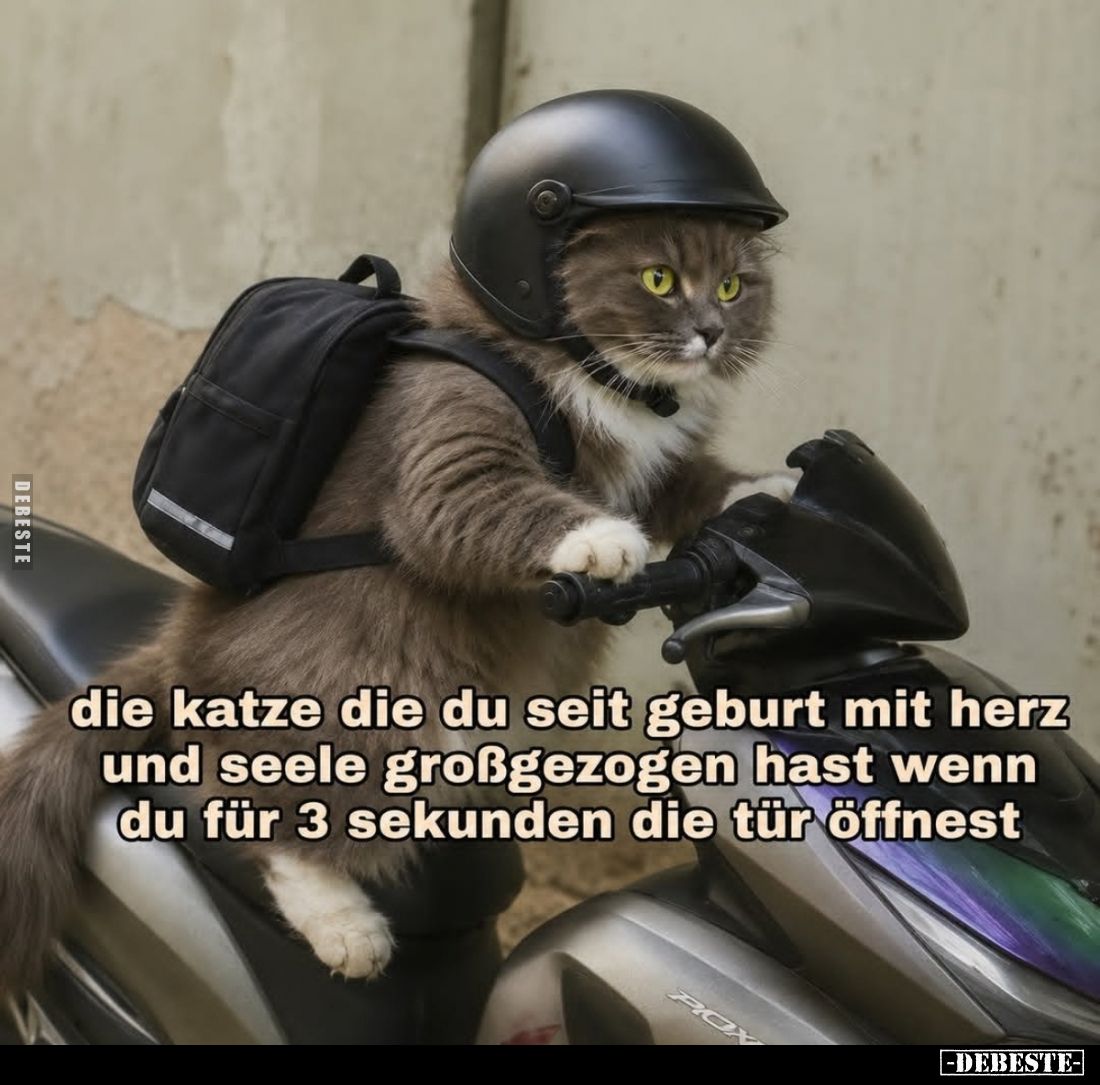Die Katze, die du seit Geburt mit Herz und Seele großgezogen hast, wenn du für 3 Sekunden die Tür öffnest.