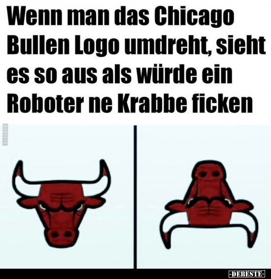Wenn man das Chicago Bullen Logo umdreht, sieht es so aus.. - Lustige Bilder | DEBESTE.de