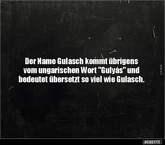 Der Name Gulasch kommt übrigens vom ungarischen Wort.. - Lustige Bilder | DEBESTE.de