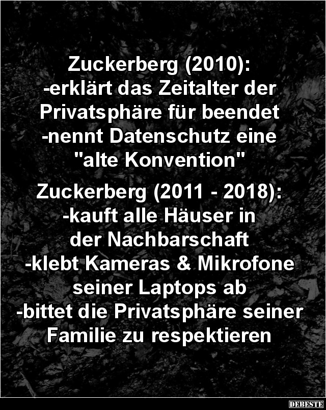 Zuckerberg (2010): erklärt das Zeitalter der Privatsphäre... - Lustige Bilder | DEBESTE.de
