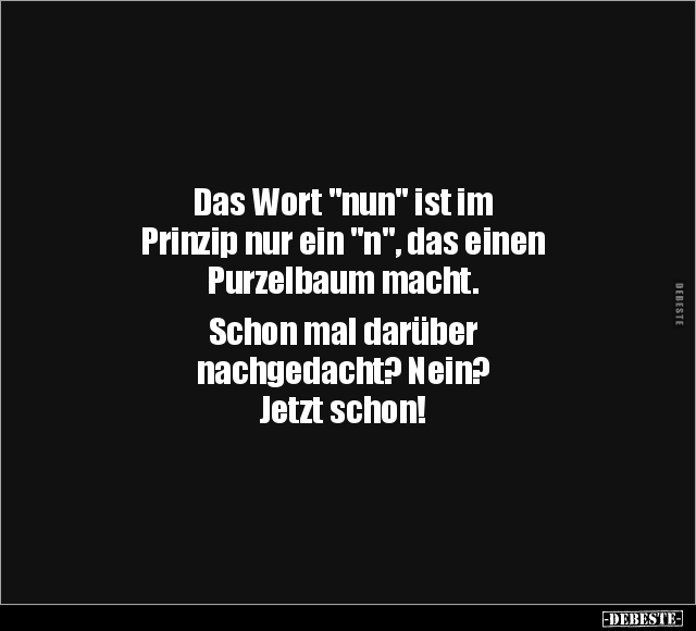 Das Wort "nun" ist im Prinzip nur ein "n", das einen.. - Lustige Bilder | DEBESTE.de