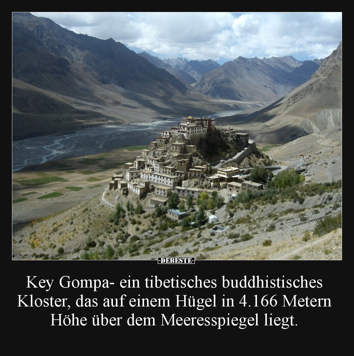 Key Gompa- ein tibetisches buddhistisches Kloster, das auf einem Hügel in 4.166 Metern Höhe über dem Meeresspiegel liegt.