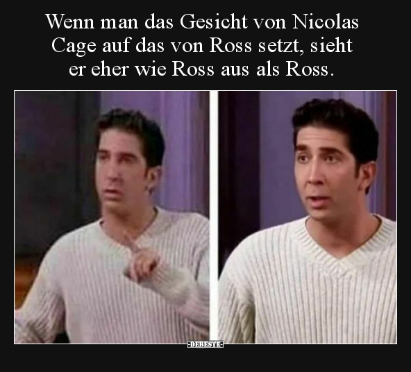 Wenn man das Gesicht von Nicolas Cage auf das von Ross.. - Lustige Bilder | DEBESTE.de