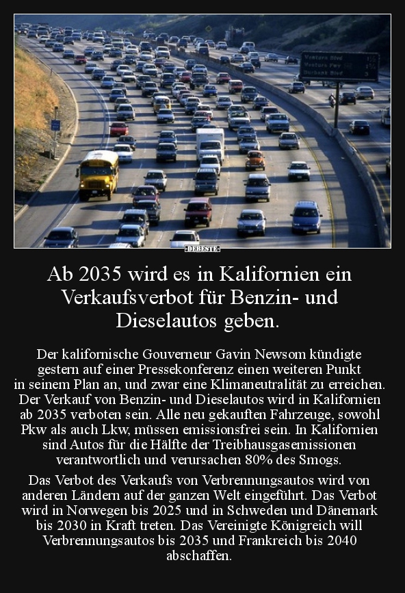 Ab 2035 wird es in Kalifornien ein Verkaufsverbot für..