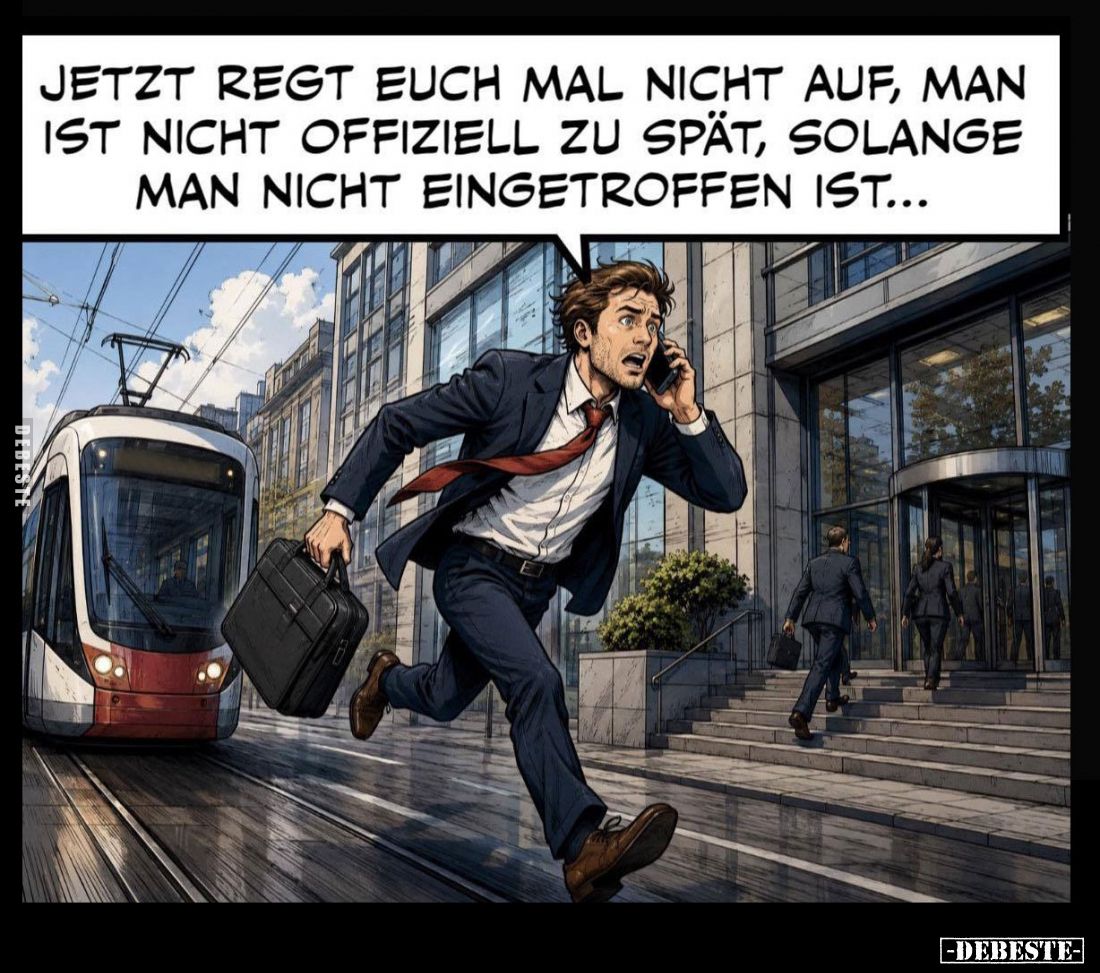Jetzt regt euch mal nicht auf, man ist nicht offiziell zu spät, solange man nicht eingetroffen ist...