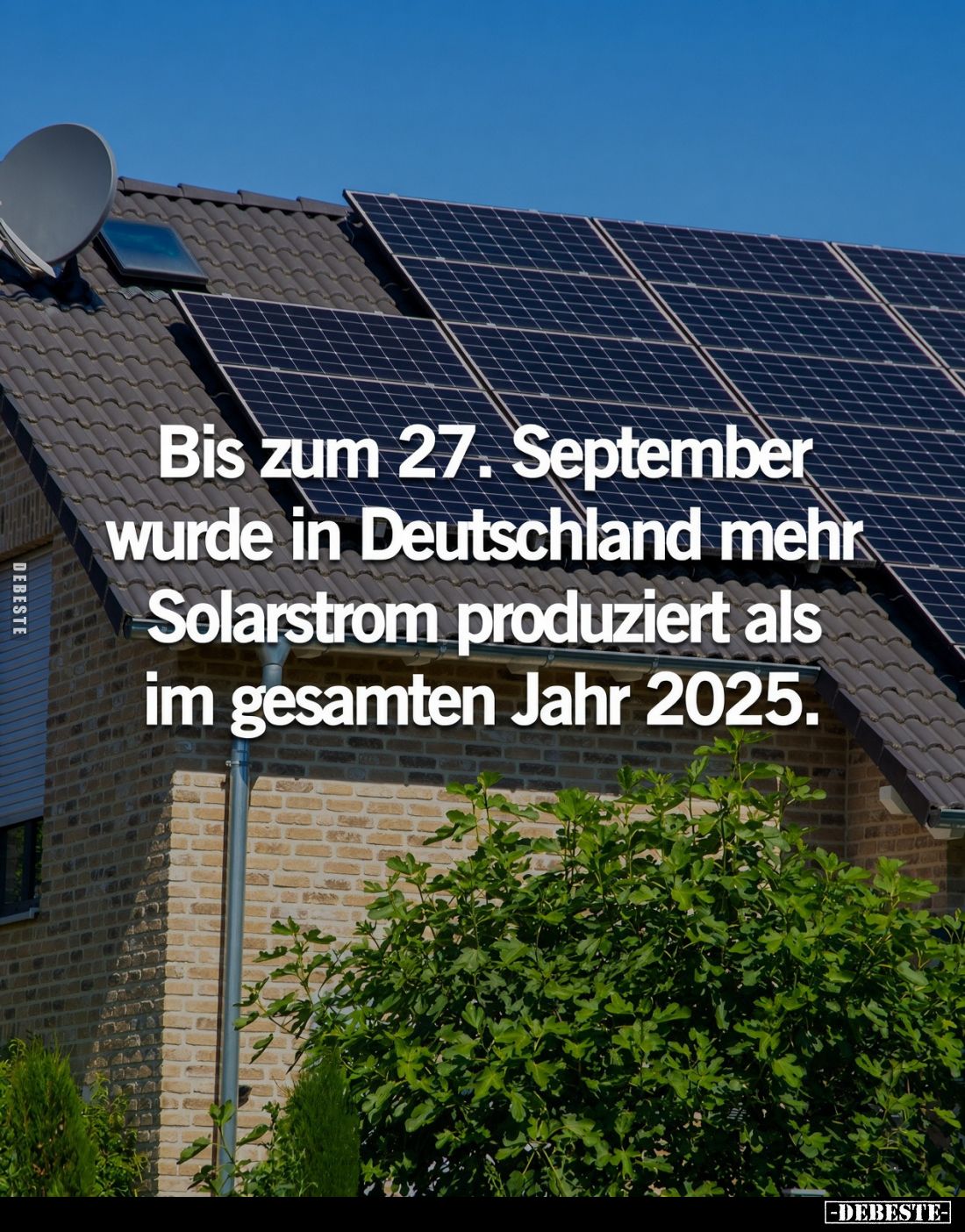 Bis zum 27. September wurde in Deutschland mehr Solarstrom produziert als im gesamten Jahr 2025.