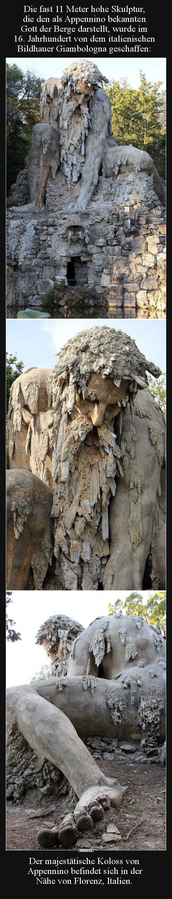 Die fast 11 Meter hohe Skulptur, die den als Appennino..