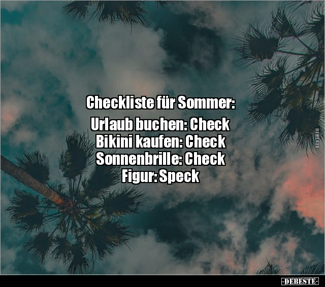 Checkliste für Sommer: Urlaub.. - Lustige Bilder | DEBESTE.de