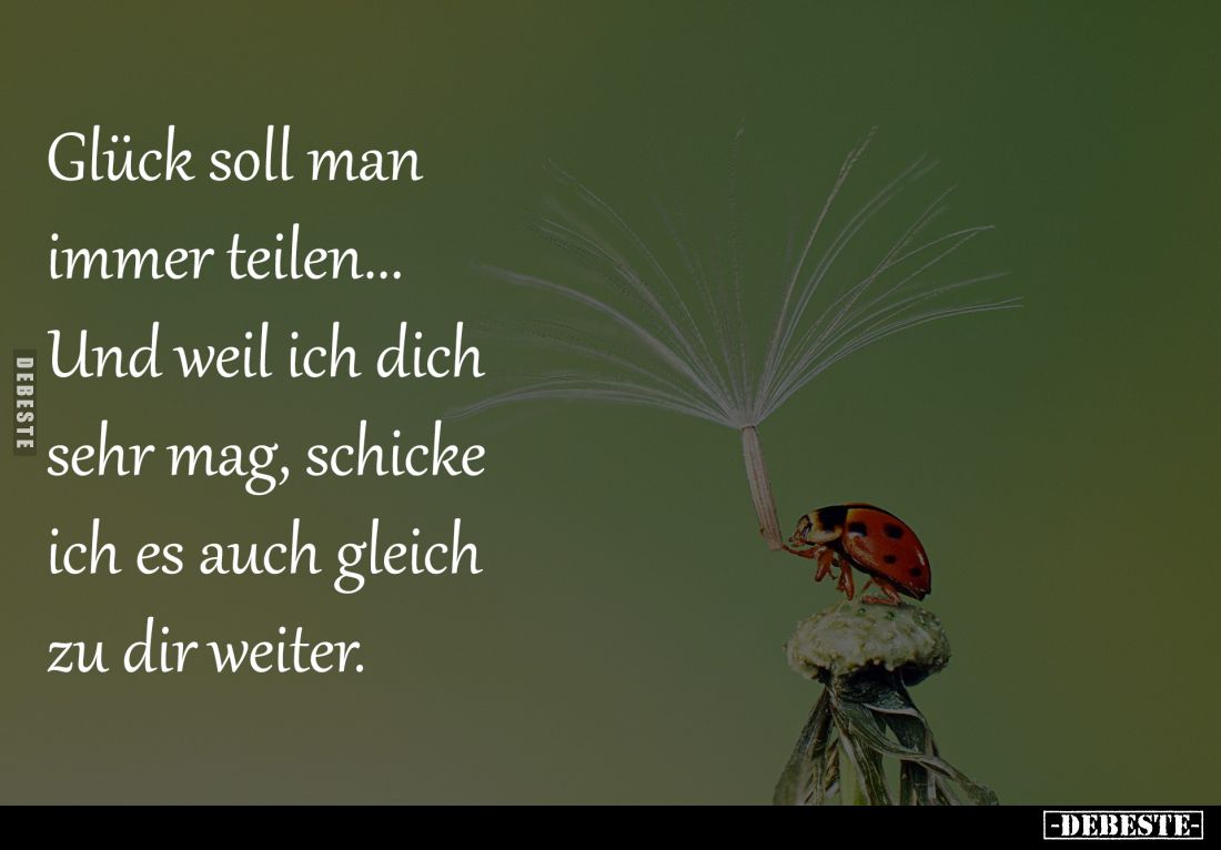 Glück soll man immer teilen...
Und weil ich dich sehr mag, 
schicke ich es auch gleich 
zu dir weiter.