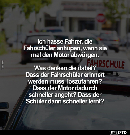 Ich hasse Fahrer, die Fahrschüler anhupen, wenn sie.. - Lustige Bilder | DEBESTE.de