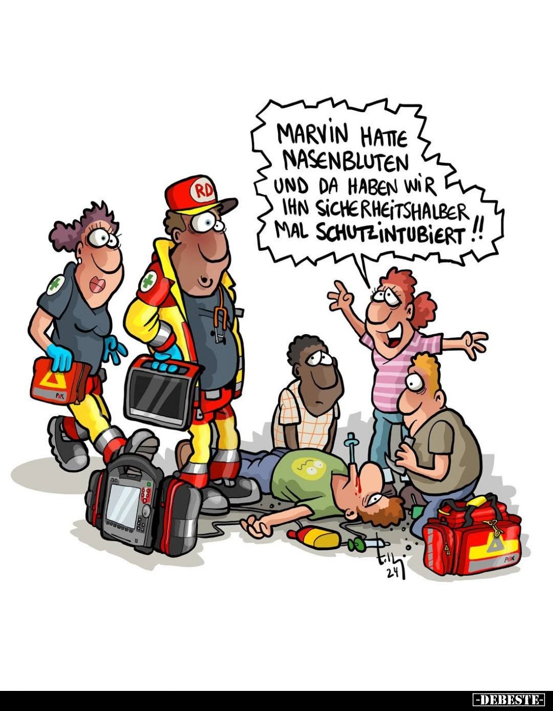 Marvin hatte Nasenbluten und da haben wir ihn sicherheitshalber mal Schutzintubiert!!