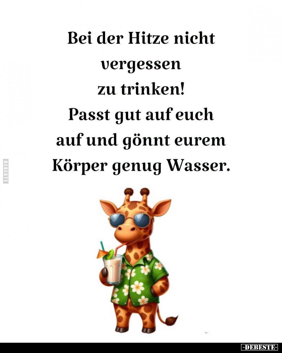 Bei der Hitze nicht vergessen zu trinken! Passt gut auf euch auf und gönnt eurem Körper genug Wasser.