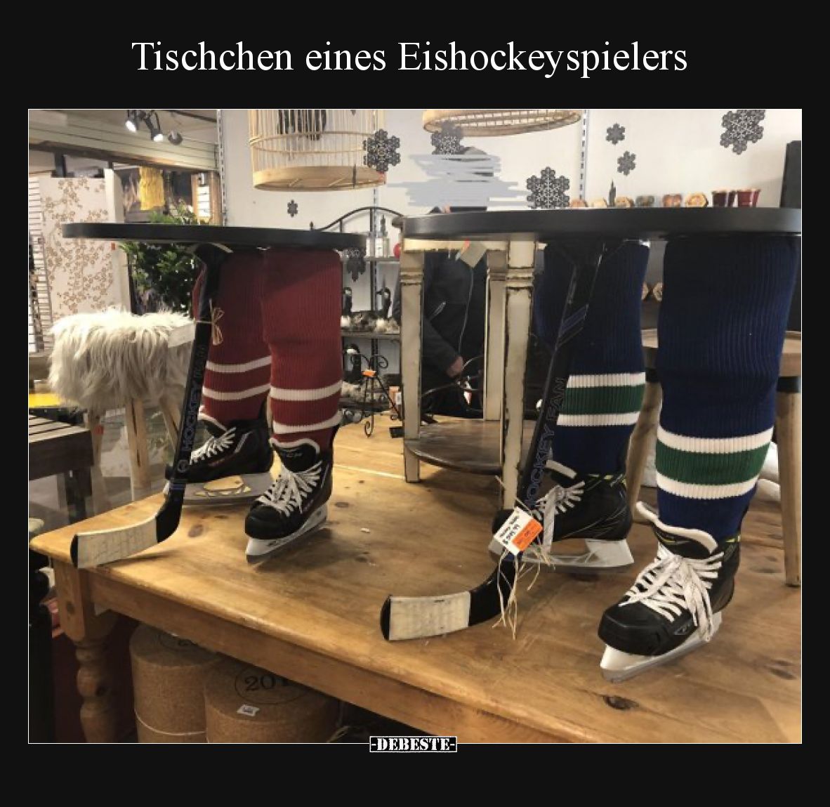 Tischchen eines Eishockeyspielers