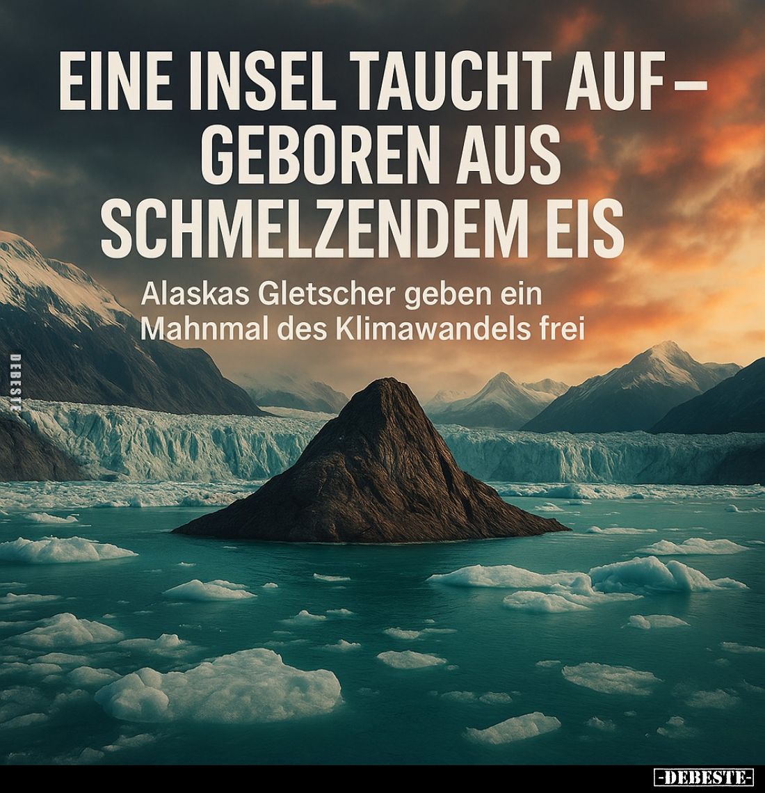 Eine Insel taucht auf – geboren aus schmelzendem Eis.
Alaskas Gletscher geben ein Mahnmal des Klimawandels frei.