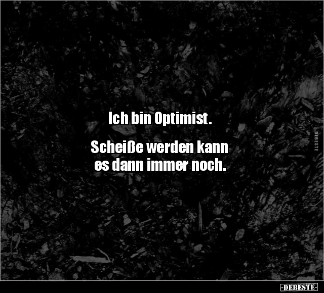 Ich bin Optimist. Schei*ße werden kann es dann immer.. - Lustige Bilder | DEBESTE.de