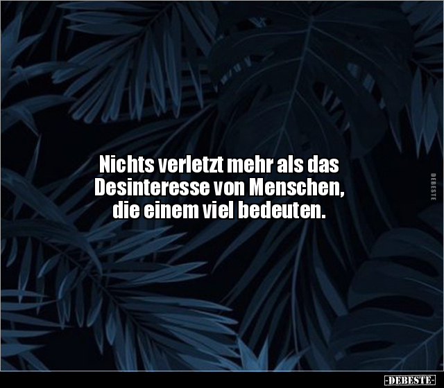 Nichts verletzt mehr als das Desinteresse von Menschen.. - Lustige Bilder | DEBESTE.de