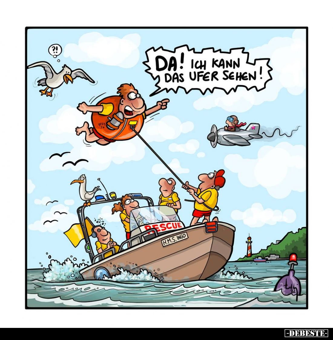 Da! Ich kann das Ufer sehen!
