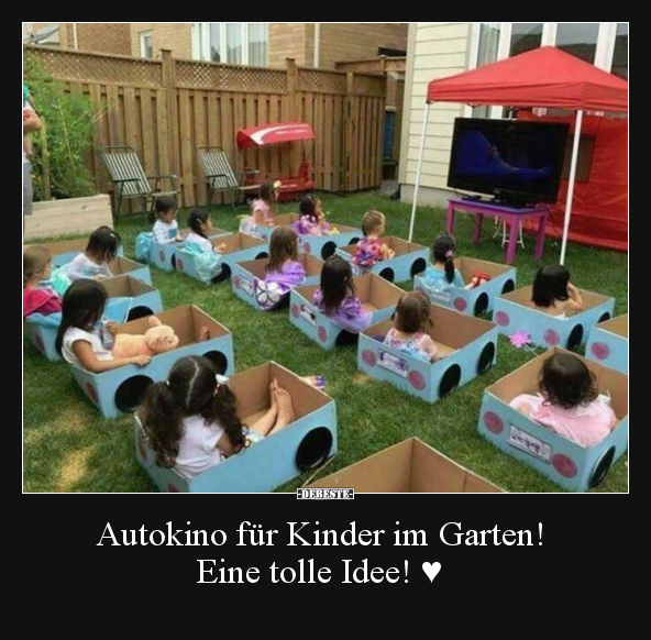 Autokino für Kinder im Garten! Eine tolle Idee!.. - Lustige Bilder | DEBESTE.de