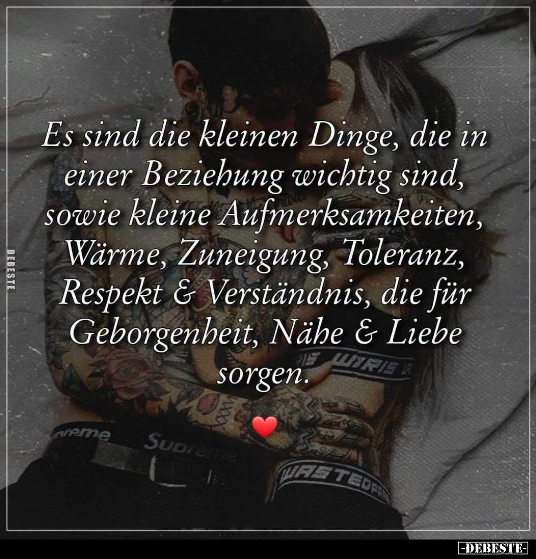 Es sind die kleinen Dinge, die in einer Beziehung wichtig sind, sowie kleine Aufmerksamkeiten, Wärme, Zuneigung, Toleranz, Re...