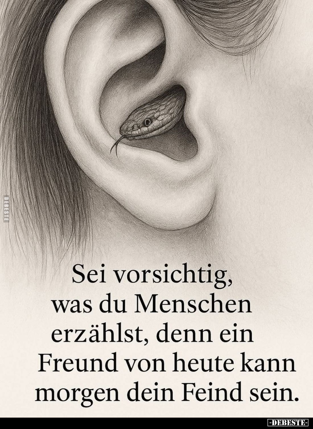 Sei vorsichtig, was du Menschen erzählst, denn ein Freund von heute kann morgen dein Feind sein.