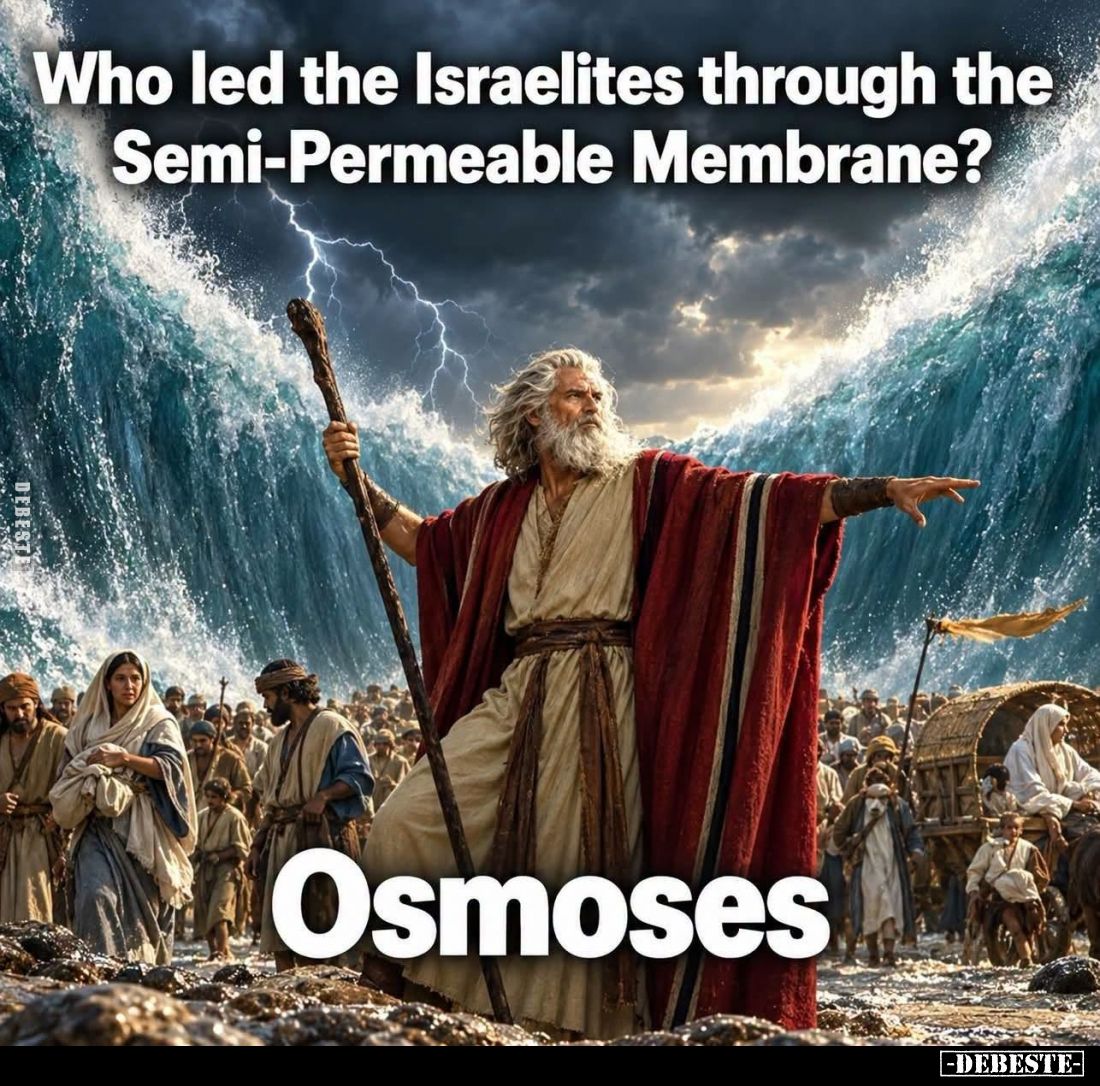 Who led the Israelites through the Semi-Permeable Membrane?
- Osmoses.