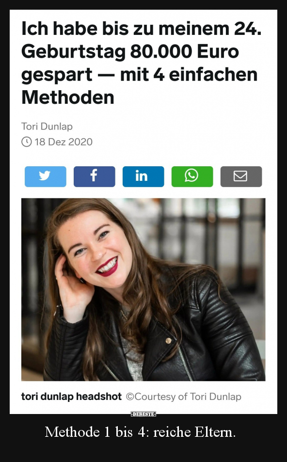 Methode 1 bis 4: reiche Eltern...