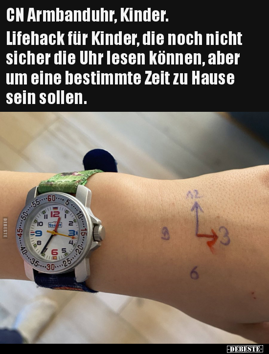 Lifehack für Kinder, die noch nicht sicher die Uhr lesen.. - Lustige Bilder | DEBESTE.de