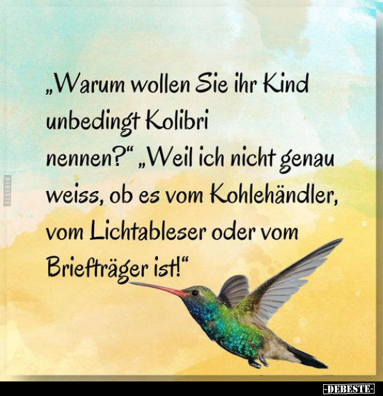 "Warum wollen Sie ihr Kind unbedingt Kolibri nennen?".. - Lustige Bilder | DEBESTE.de