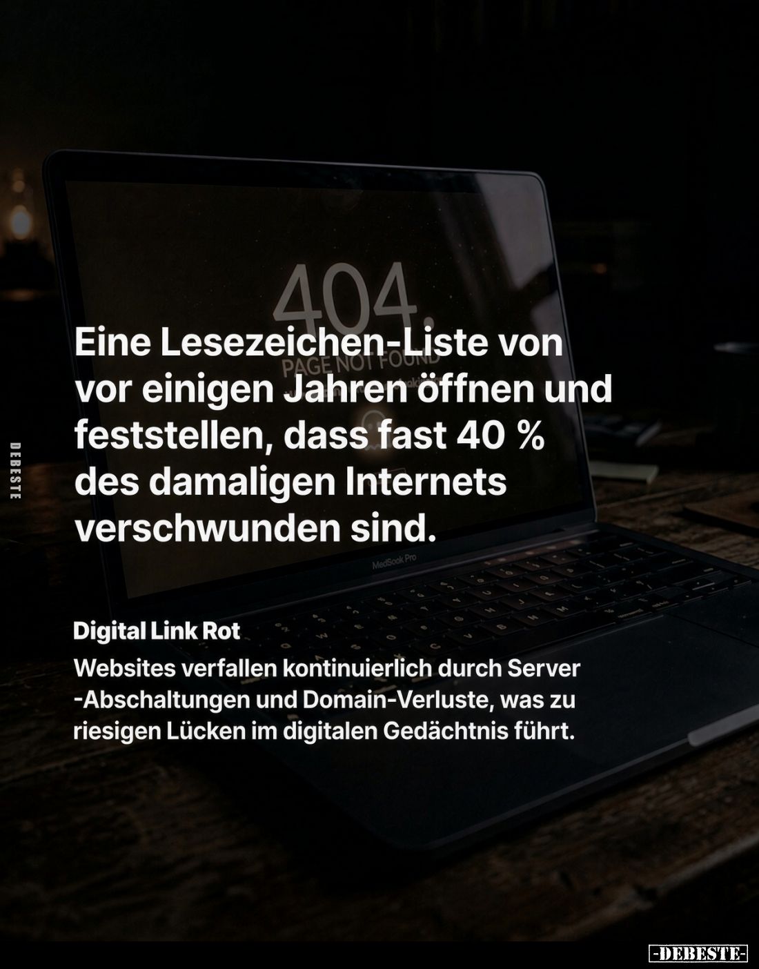 Eine Lesezeichen-Liste von vor einigen Jahren öffnen und feststellen, dass fast 40% des damaligen Internets verschwunden sind...