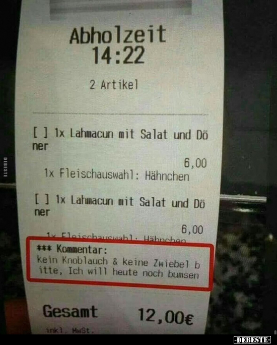 Kein Knoblauch & keine Zwiebel bitte.. - Lustige Bilder | DEBESTE.de