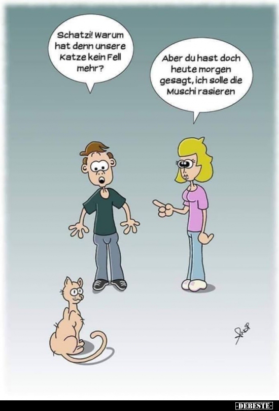 Schatz! Warum hat denn unsere Katze kein Fell mehr?.. - Lustige Bilder | DEBESTE.de