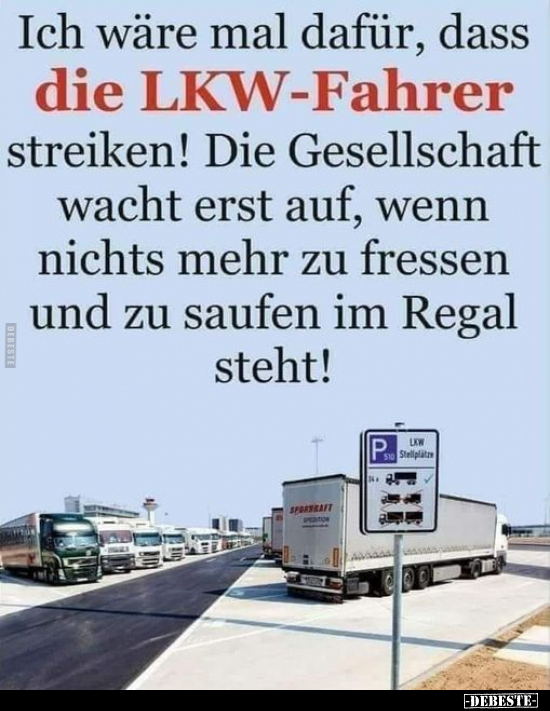 Ich wäre mal dafür, dass die LKW-Fahrer streiken!.. - Lustige Bilder | DEBESTE.de