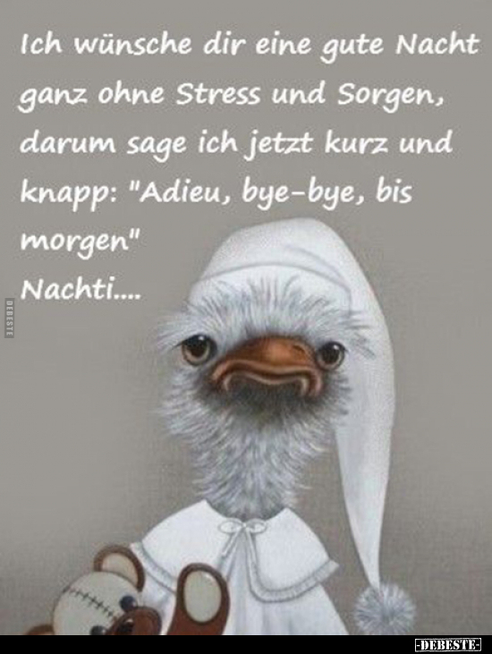 Ich wünsche dir eine gute Nacht ganz ohne Stress und.. - Lustige Bilder | DEBESTE.de