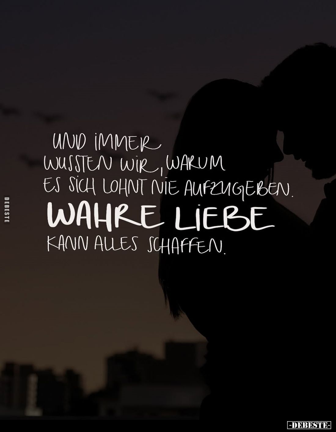Und immer wussten wir, warum es sich lohnt nie aufzugeben.
Wahre Liebe kann alles schaffen.