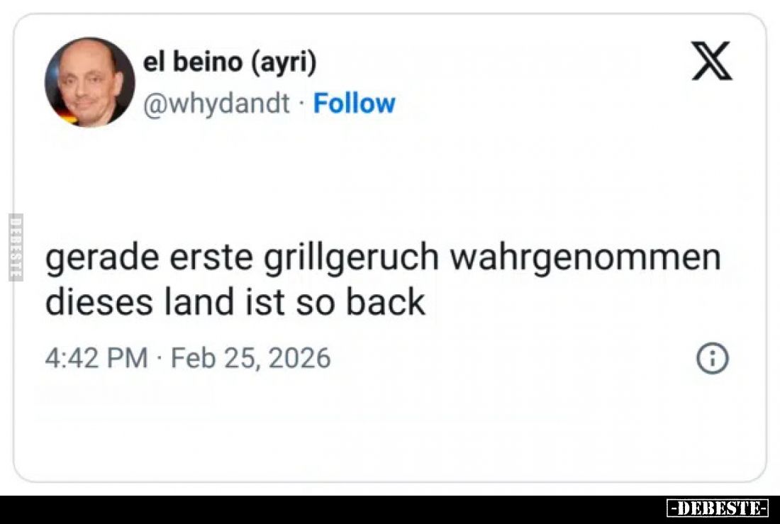 Gerade erste Grillgeruch wahrgenommen dieses Land ist so back